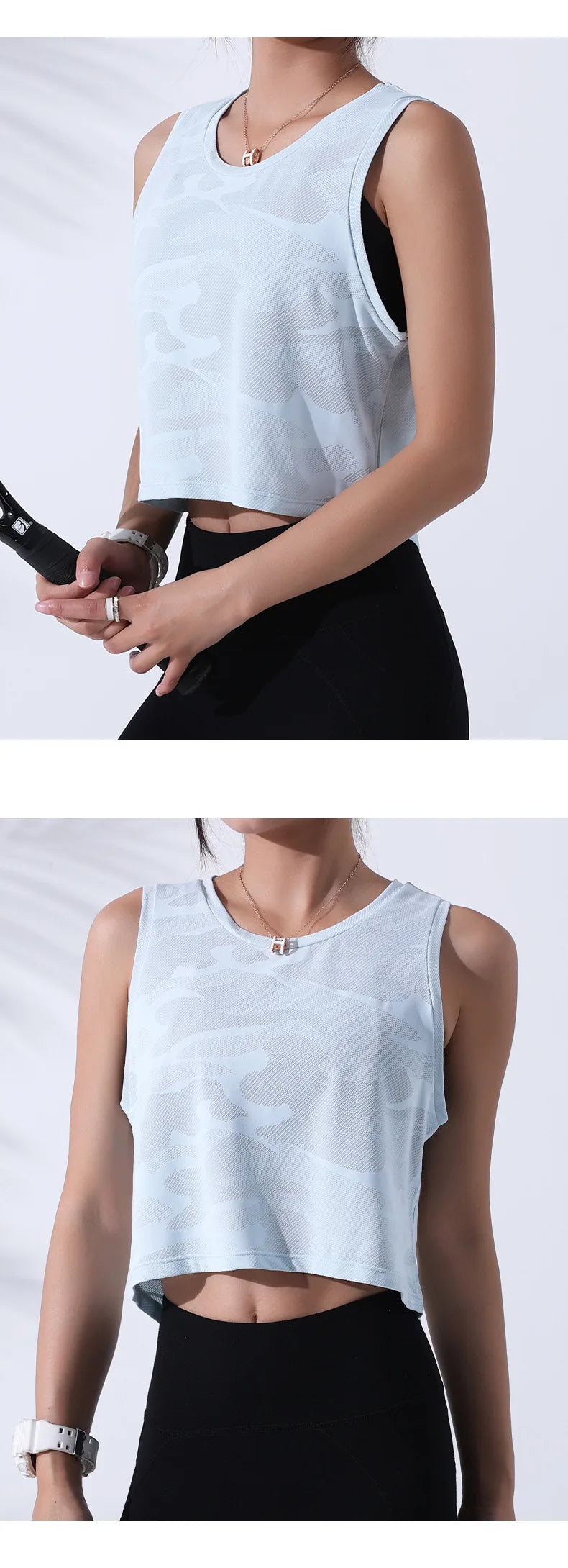 Women’s Camouflage Mesh Vest – Breathable Crop Tank for Fitness