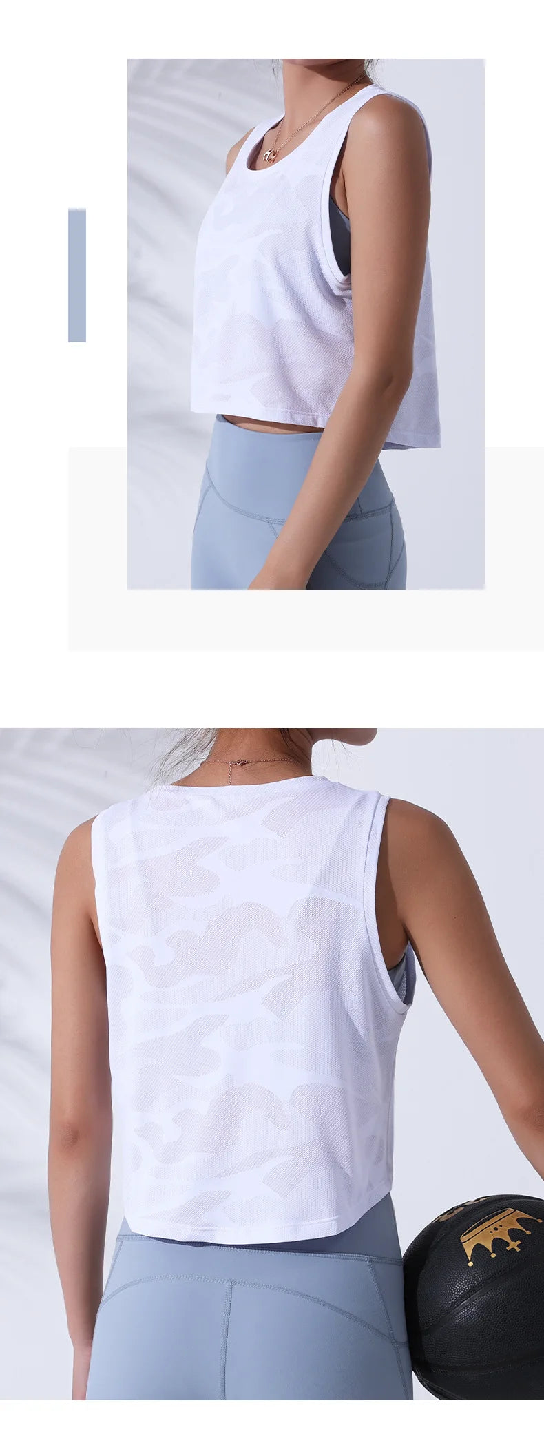 Women’s Camouflage Mesh Vest – Breathable Crop Tank for Fitness
