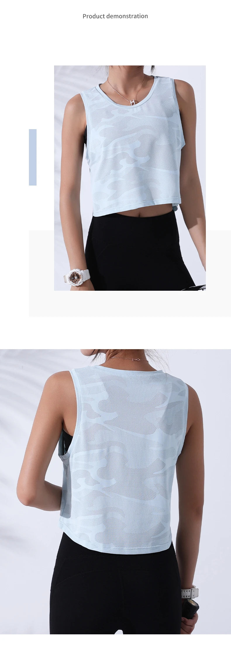 Women’s Camouflage Mesh Vest – Breathable Crop Tank for Fitness