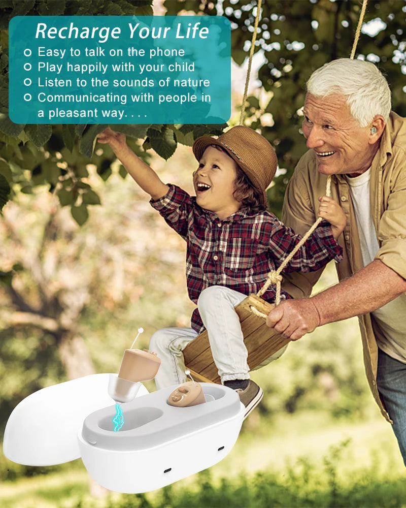Rechargeable Hearing Aid – Mini Invisible Wireless Sound Amplifier for Elderly