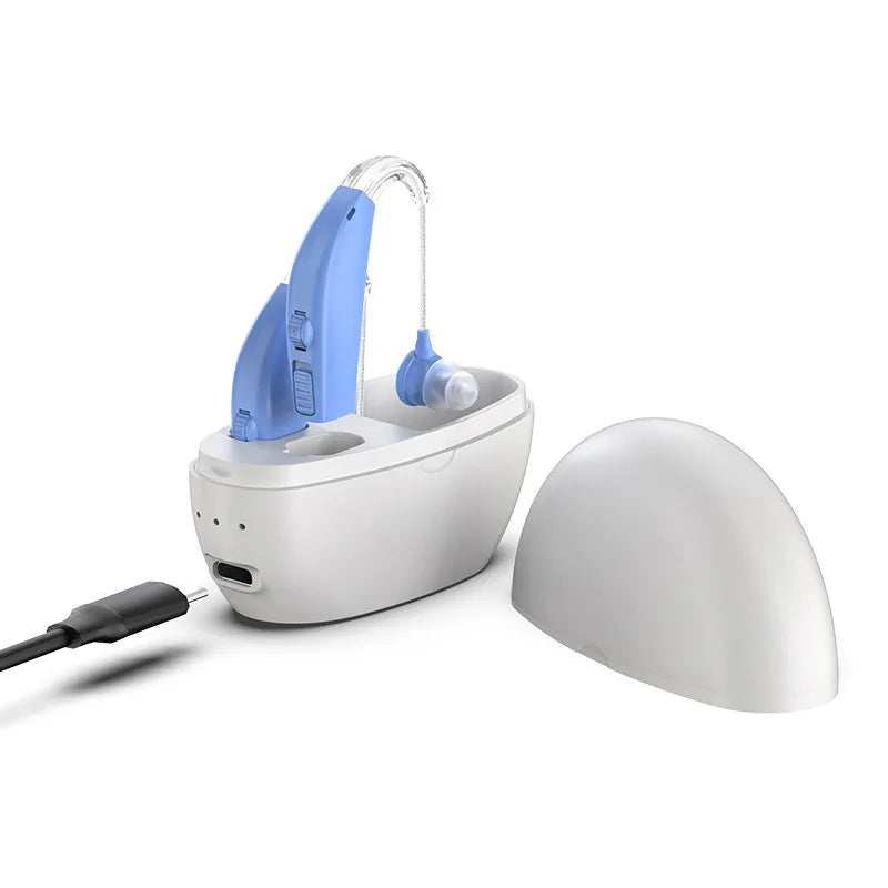 Rechargeable Hearing Aid – Wireless BTE Sound Amplifier with Magnetic Charging