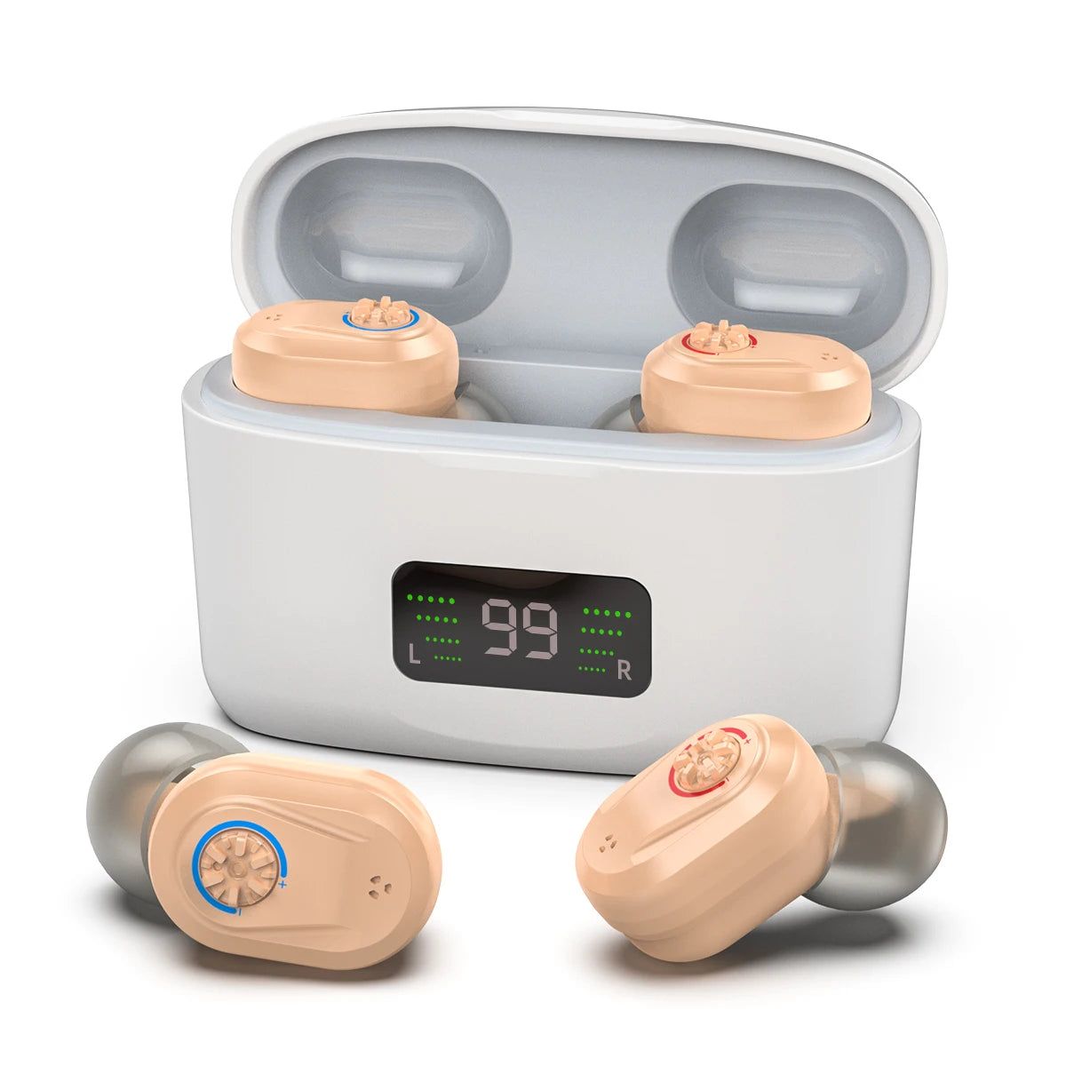 Wireless Mini Hearing Aid – HD Digital Noise-Cancelling Amplifier with Charging Box