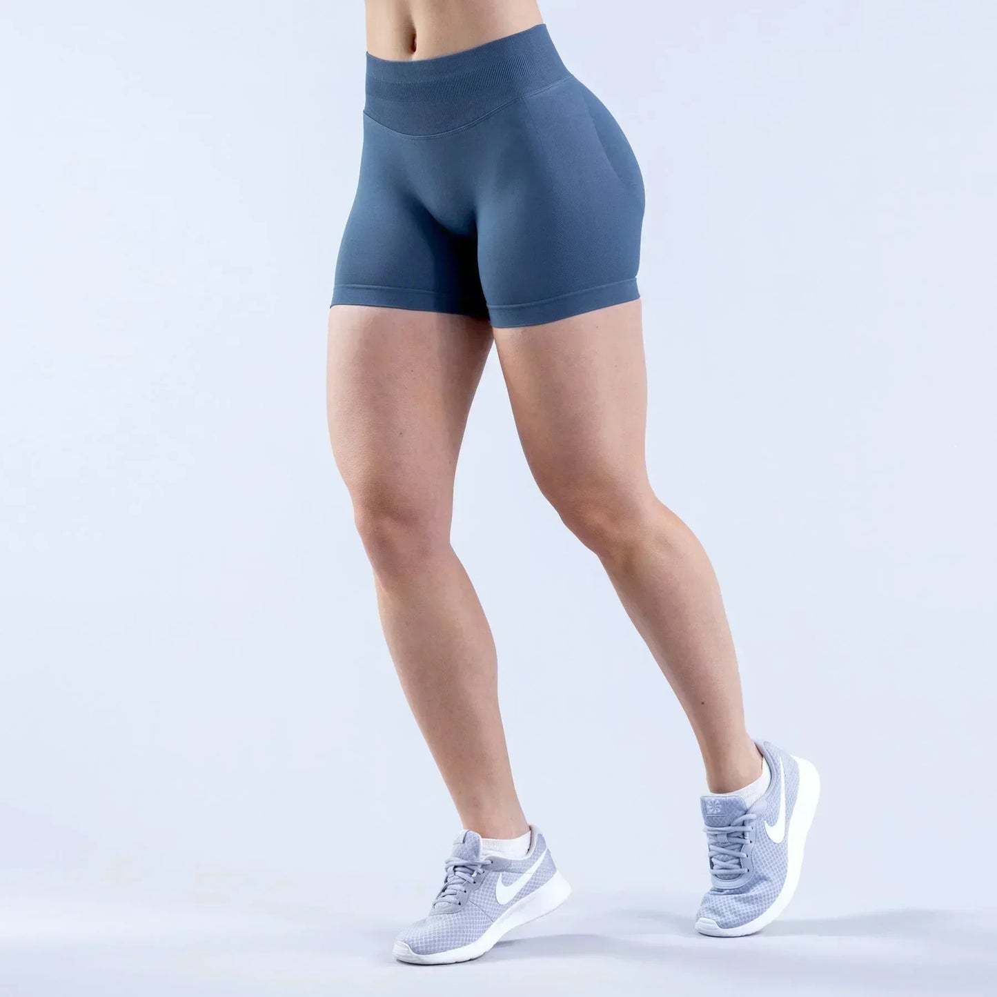 High-Waist Yoga Shorts – Solid Color Fitness & Running Leggings