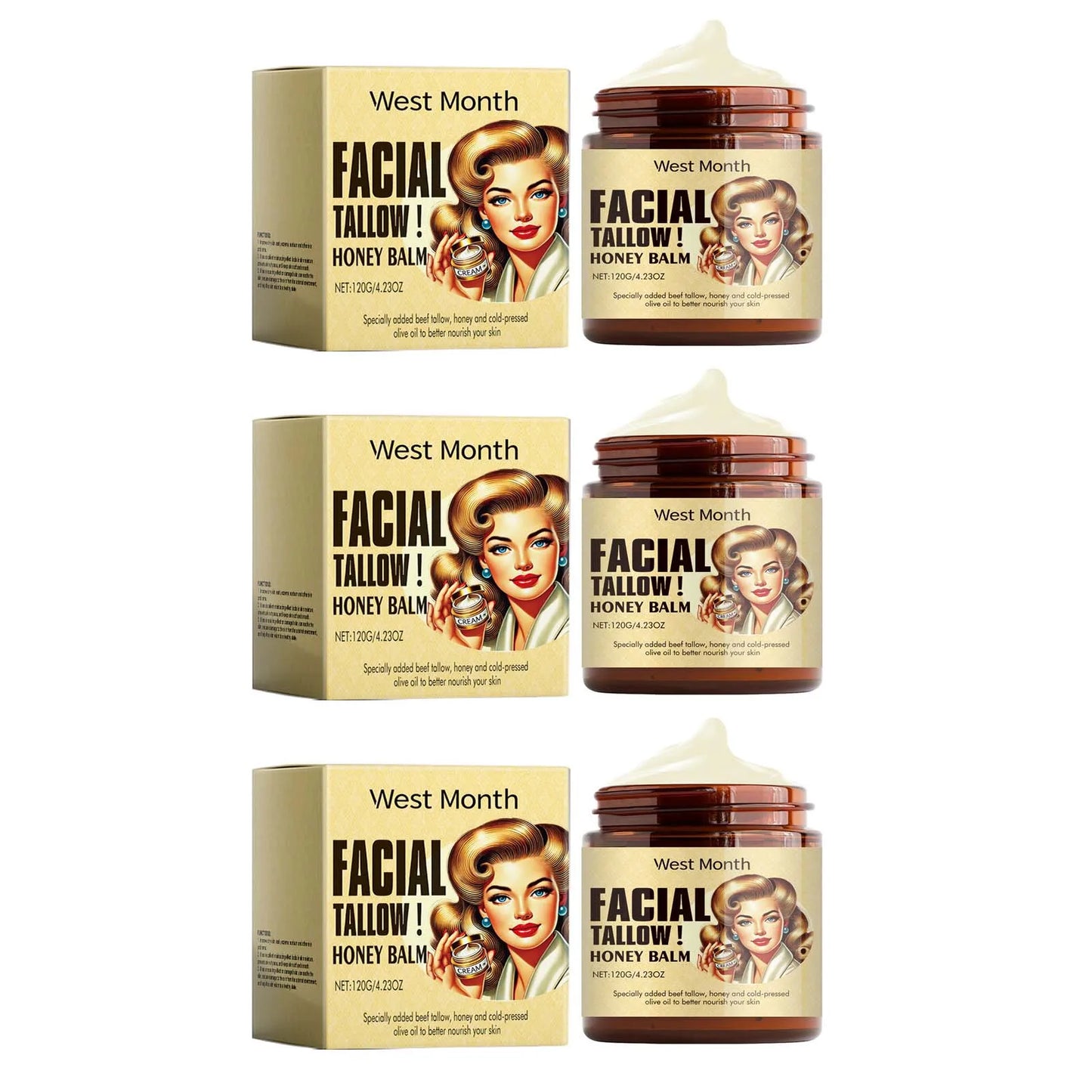 Beef Tallow Face Cream – Moisturizing and Firming Facial Cream for Smooth, Nourished, and Elastic Skin
