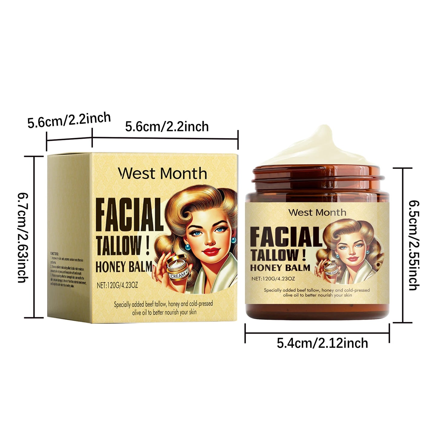 Beef Tallow Face Cream – Moisturizing and Firming Facial Cream for Smooth, Nourished, and Elastic Skin