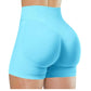 High-Waist Yoga Shorts – Solid Color Fitness & Running Leggings