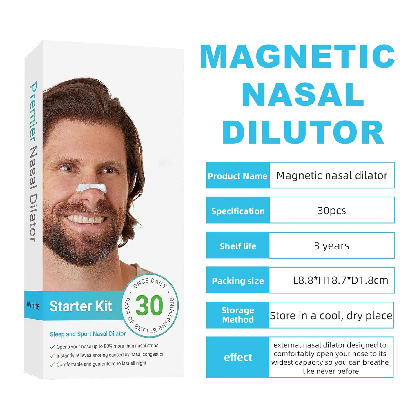 Nasal Breathing Dilator Kit – Magnetic Nose Clips & Strips for Sleep & Sports