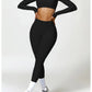 Women’s Quick-Dry Gym Top – Square Neck Long Sleeve Fitness Crop Top
