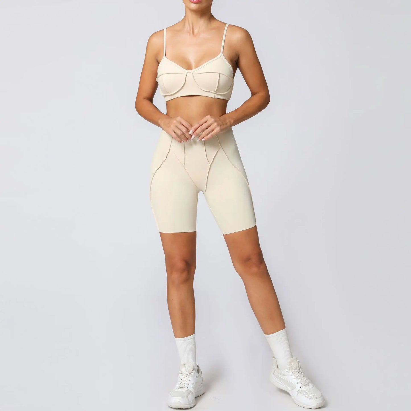 Women’s Seamless Yoga Set – High-Waist Leggings & Backless Sports Bra
