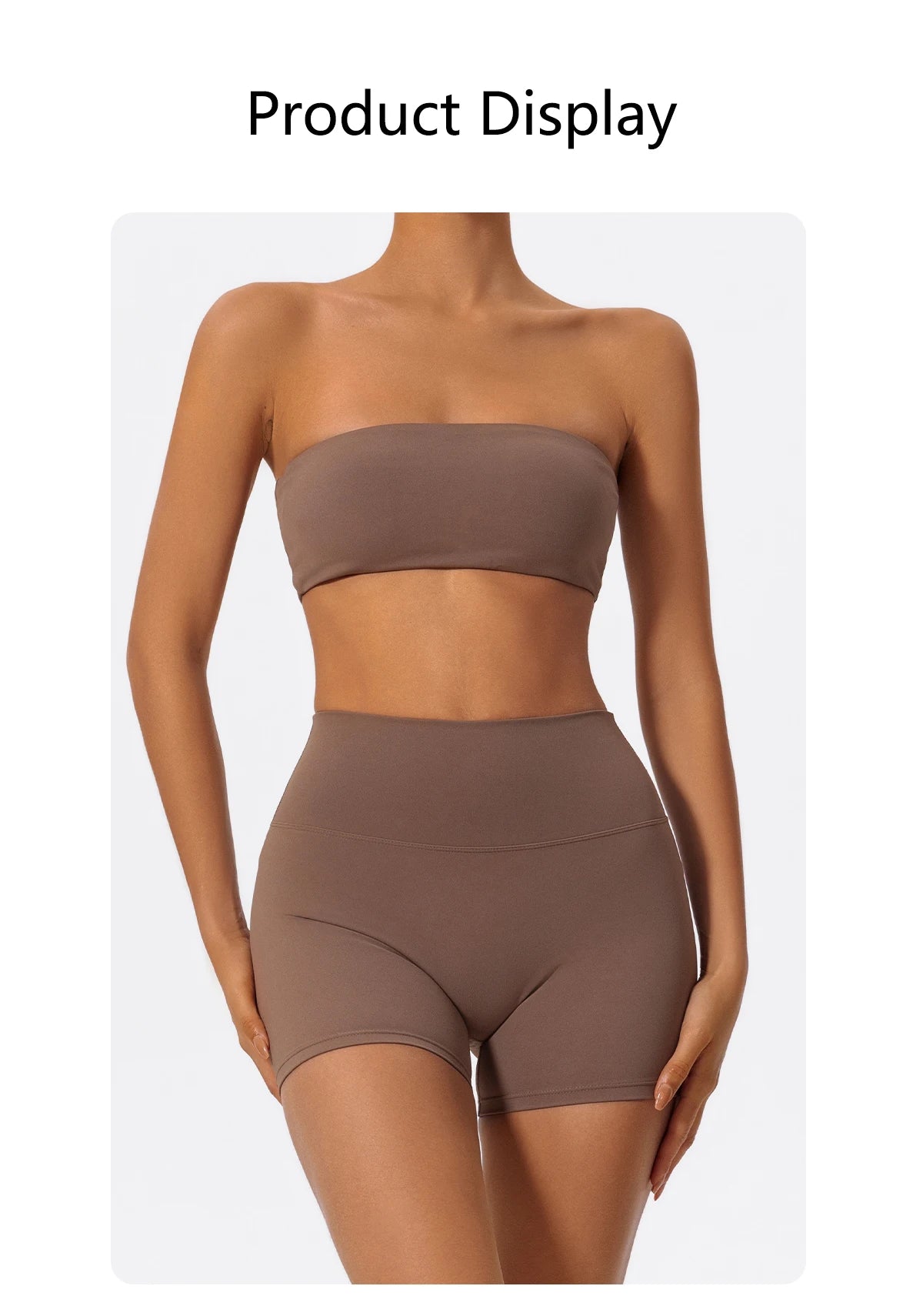 Ctenkevet Women’s Fitness Set – Strapless Sports Bra & Crop Top