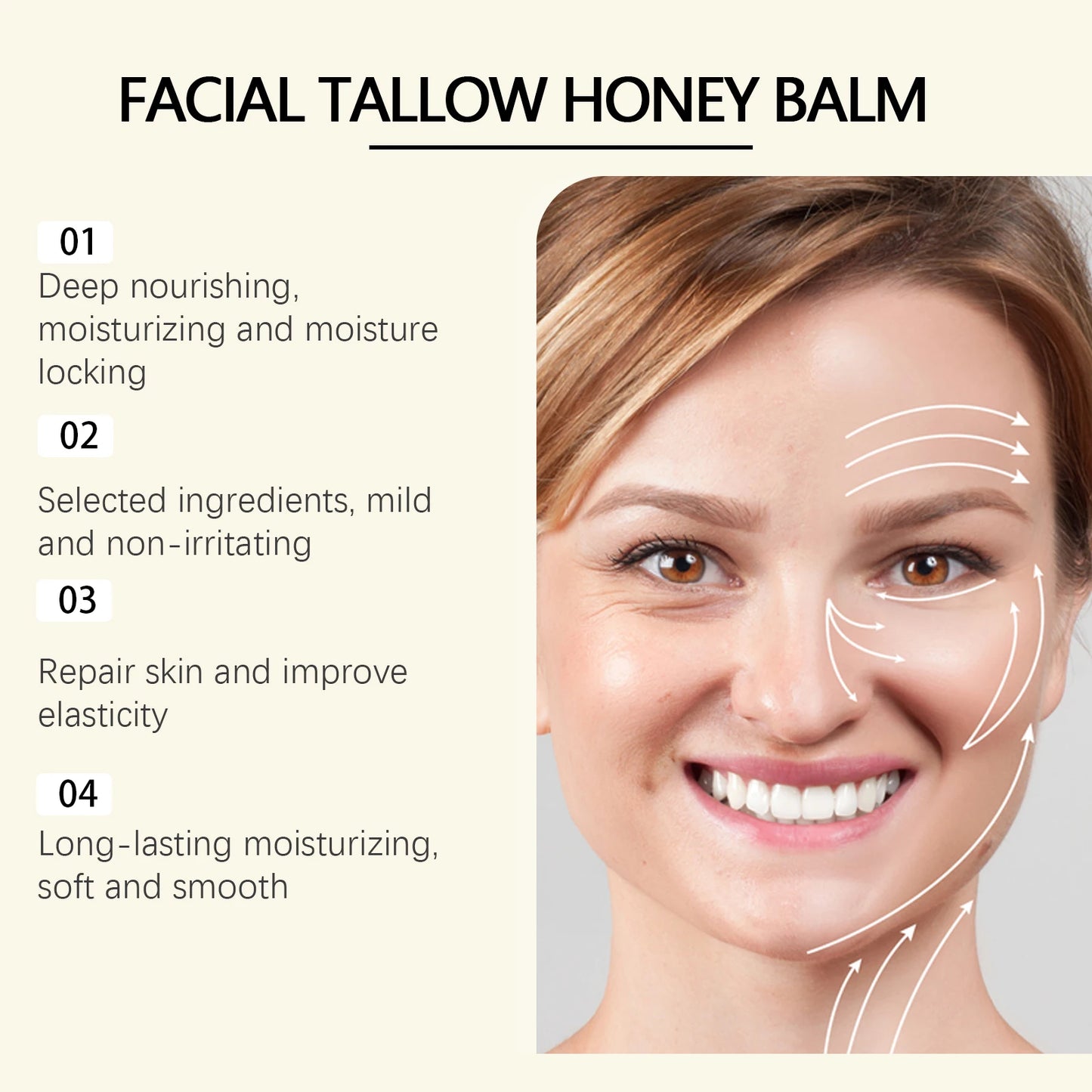 Beef Tallow Face Cream – Moisturizing and Firming Facial Cream for Smooth, Nourished, and Elastic Skin
