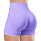 High-Waist Yoga Shorts – Solid Color Fitness & Running Leggings