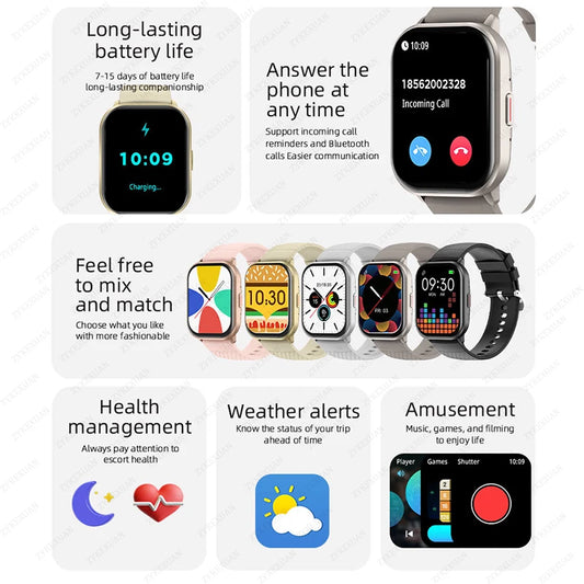 2024 Smart Watch – Heart Rate & Blood Pressure Fitness Tracker with Bluetooth Call
