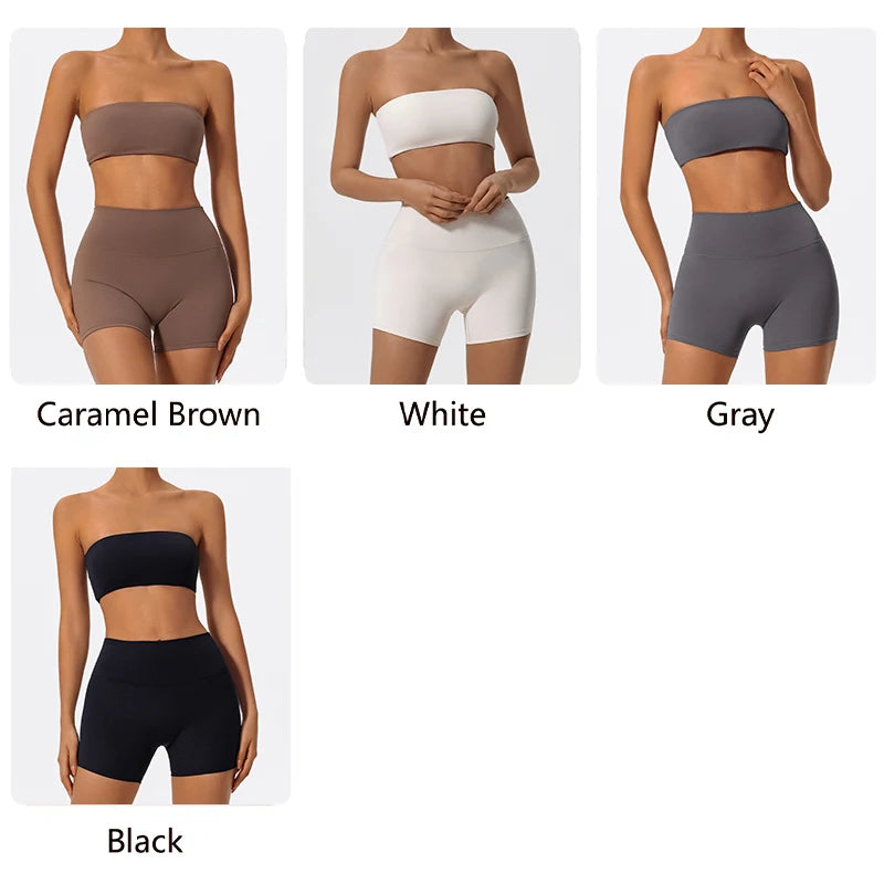 Ctenkevet Women’s Fitness Set – Strapless Sports Bra & Crop Top