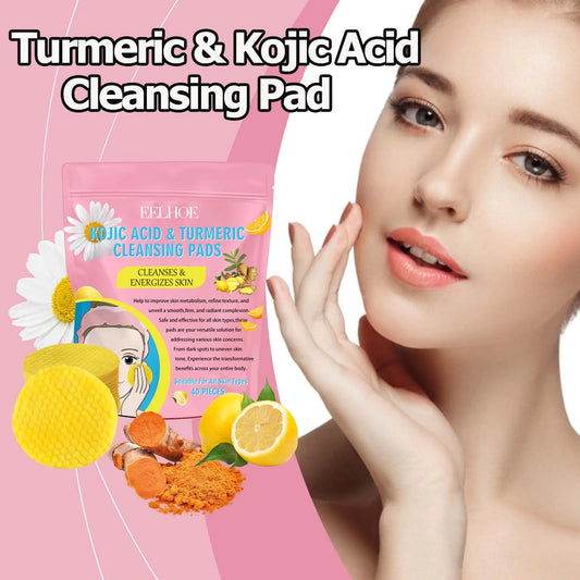 40pcs Turmeric Kojic Acid Cleansing Pads – Gentle Exfoliating Pads for Dark Spots, Brightening & Daily Skin Care