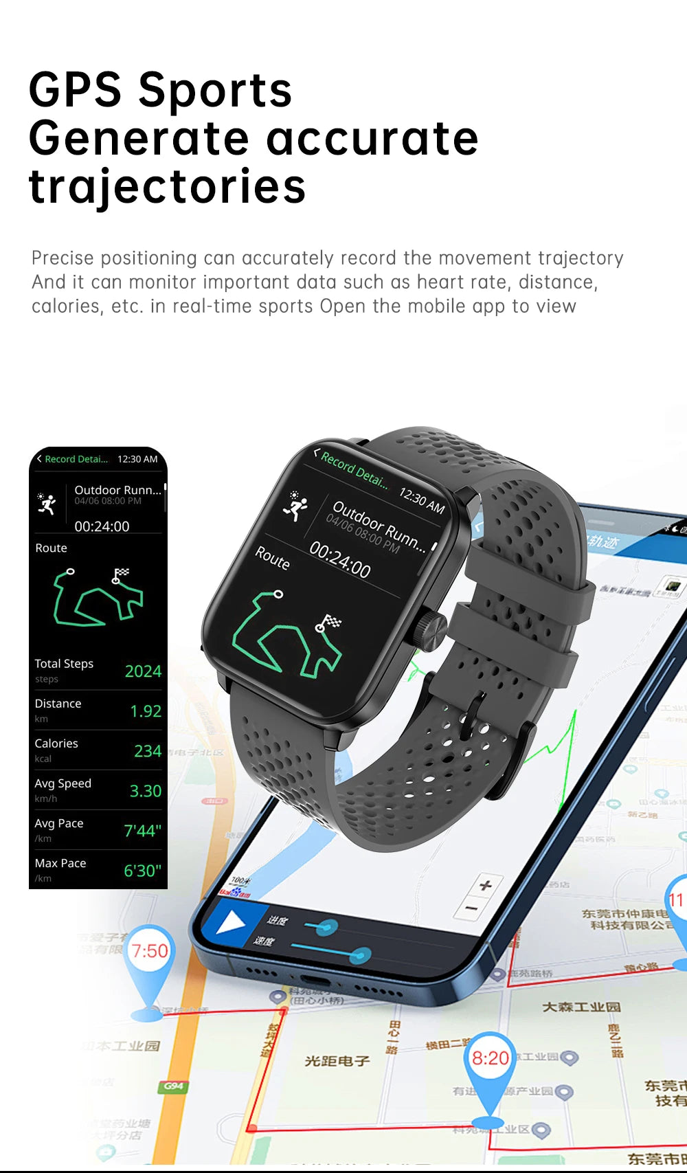 Men’s 1.85" Smart Watch – Heart Rate & SpO₂ Monitor with Multi-Sport Modes