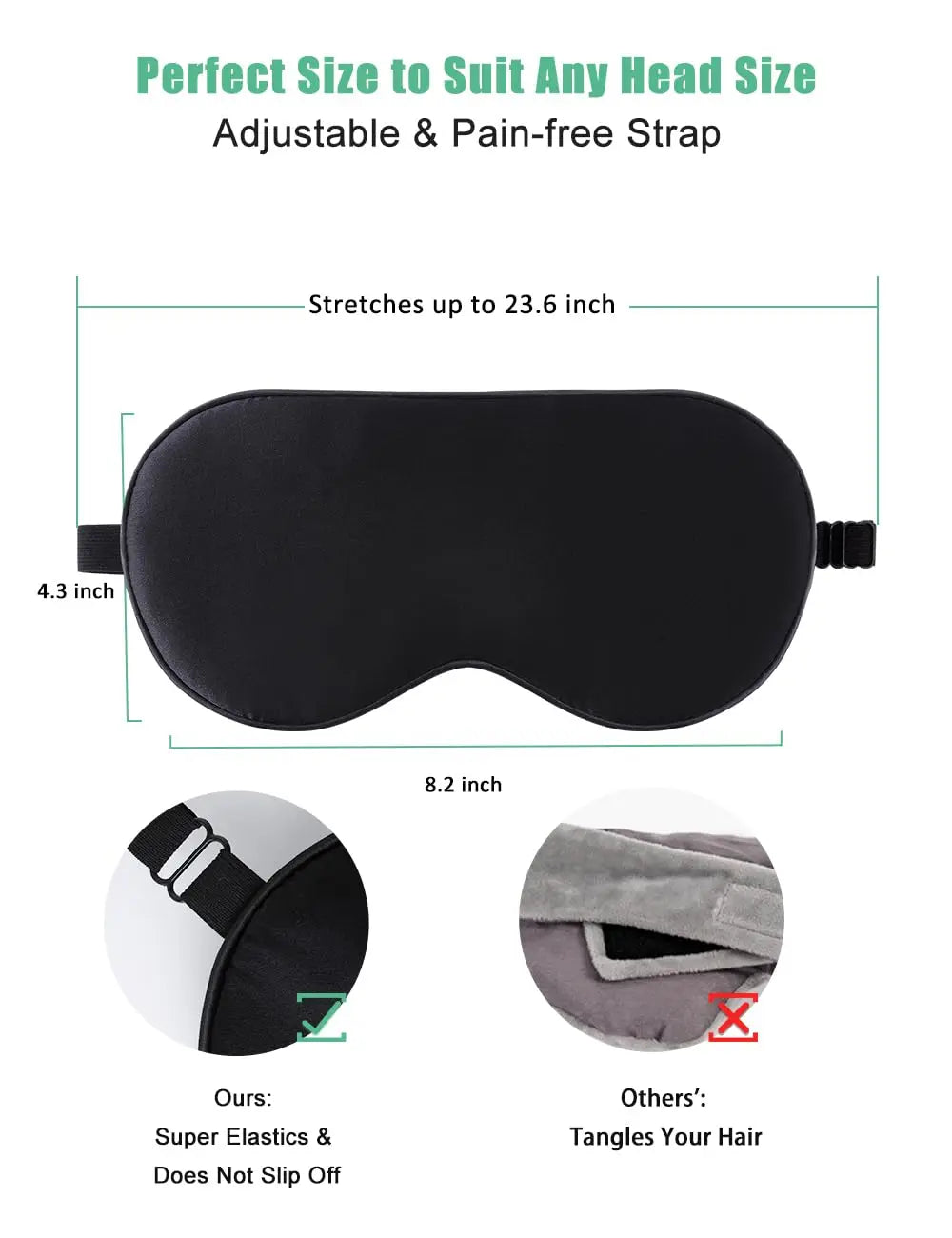100% Silk Sleep Mask – Natural Eye Mask with Adjustable Strap
