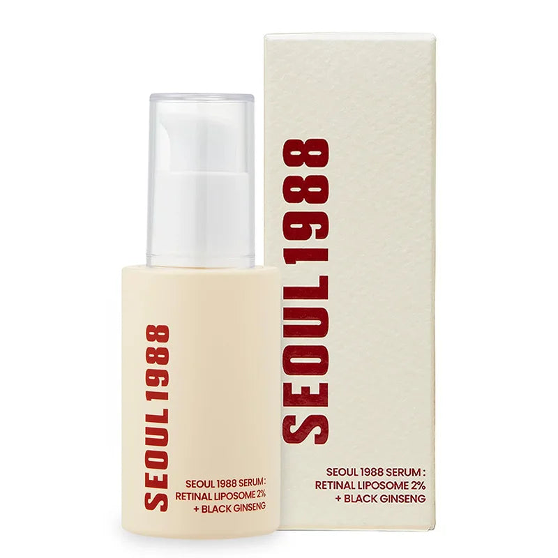 Korean 1988 Retinol Face Serum – Black Ginseng, Niacinamide & Vitamin C Anti-Aging Ampoule for Firming and Wrinkle Care