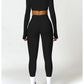 Women’s Quick-Dry Gym Top – Square Neck Long Sleeve Fitness Crop Top