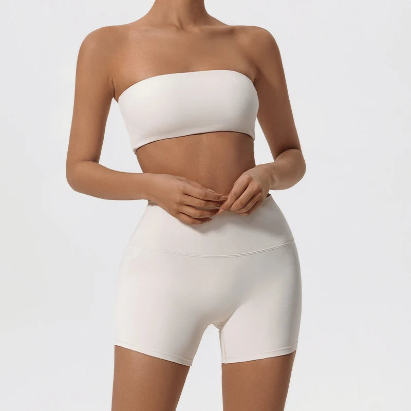 Ctenkevet Women’s Fitness Set – Strapless Sports Bra & Crop Top