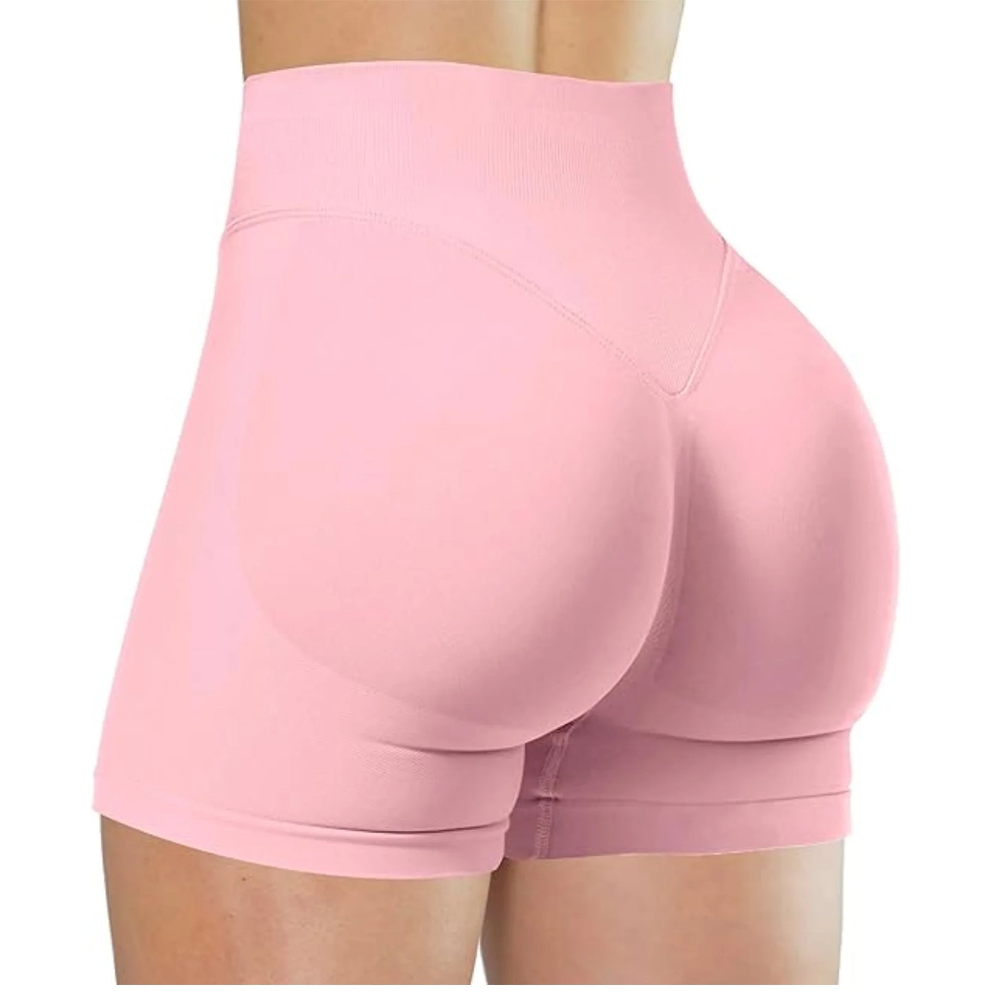 High-Waist Yoga Shorts – Solid Color Fitness & Running Leggings
