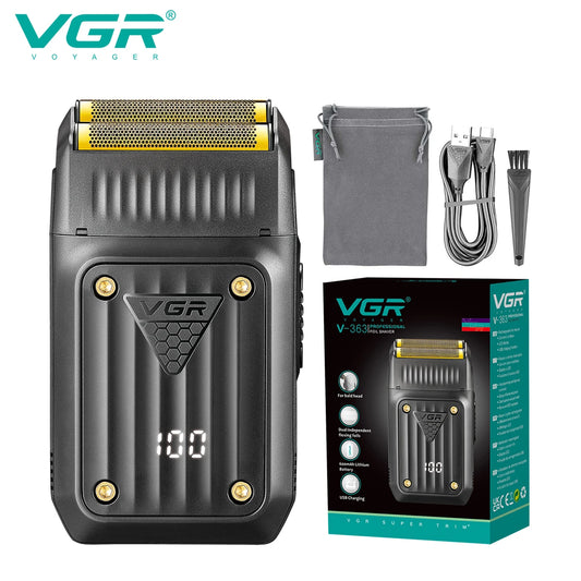 VGR V-363 Professional Electric Shaver with Digital Display – Rechargeable Beard Trimmer for Men