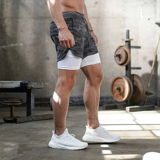 Men’s Camo Running Shorts – 2-in-1 Quick-Dry Gym & Workout Shorts
