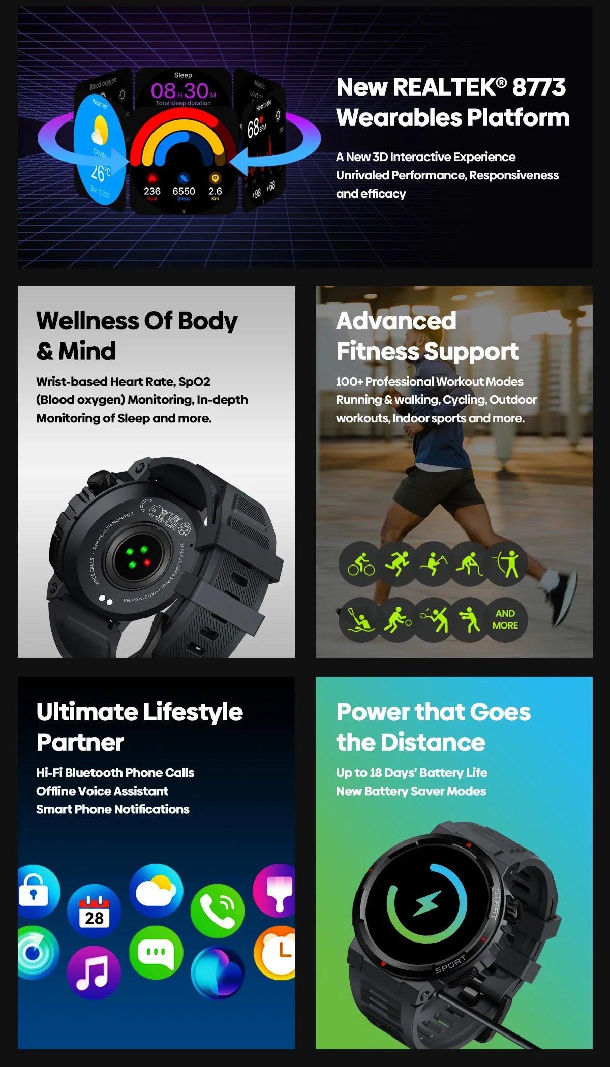 Zeblaze Ares 3 Plus – 1.43" HD AMOLED Smartwatch with Voice Calling