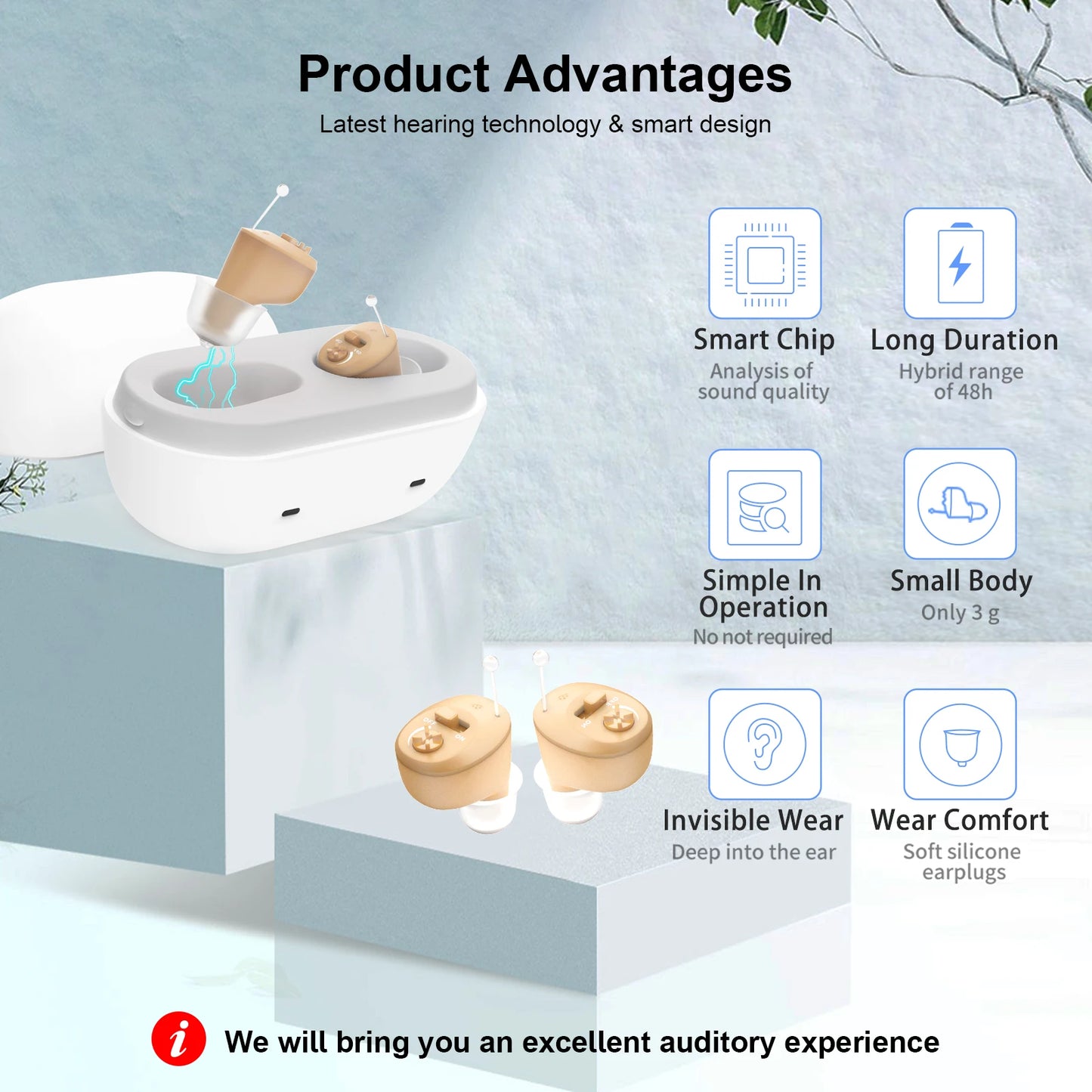 Rechargeable Hearing Aid – Mini Invisible Wireless Sound Amplifier for Elderly