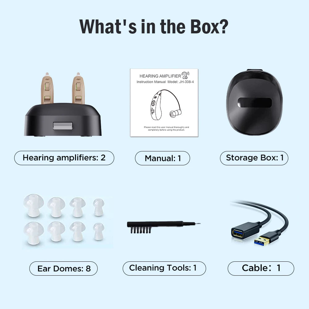 JINGHAO Rechargeable Hearing Aids – BTE Sound Amplifier for Clear Hearing