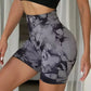 Women’s High-Waist Tie-Dye Yoga Shorts – Seamless Workout & Cycling Shorts