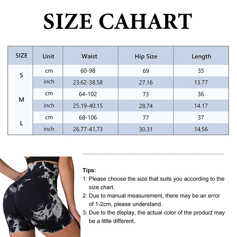 Women’s High-Waist Tie-Dye Yoga Shorts – Seamless Workout & Cycling Shorts