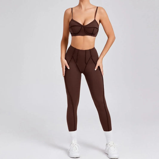 Women’s Seamless Yoga Set – High-Waist Leggings & Backless Sports Bra