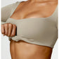 Women’s Quick-Dry Gym Top – Square Neck Long Sleeve Fitness Crop Top