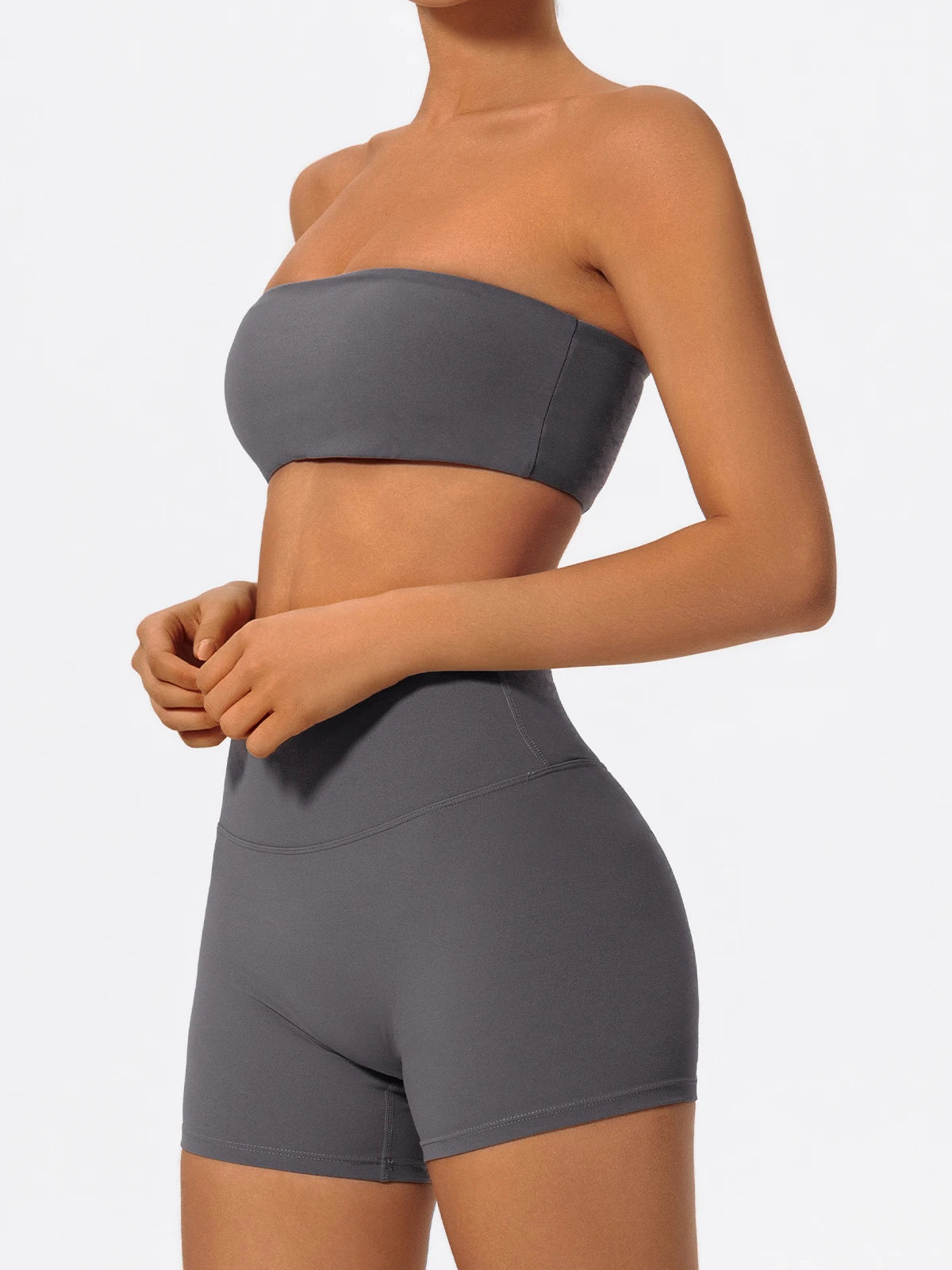 Ctenkevet Women’s Fitness Set – Strapless Sports Bra & Crop Top