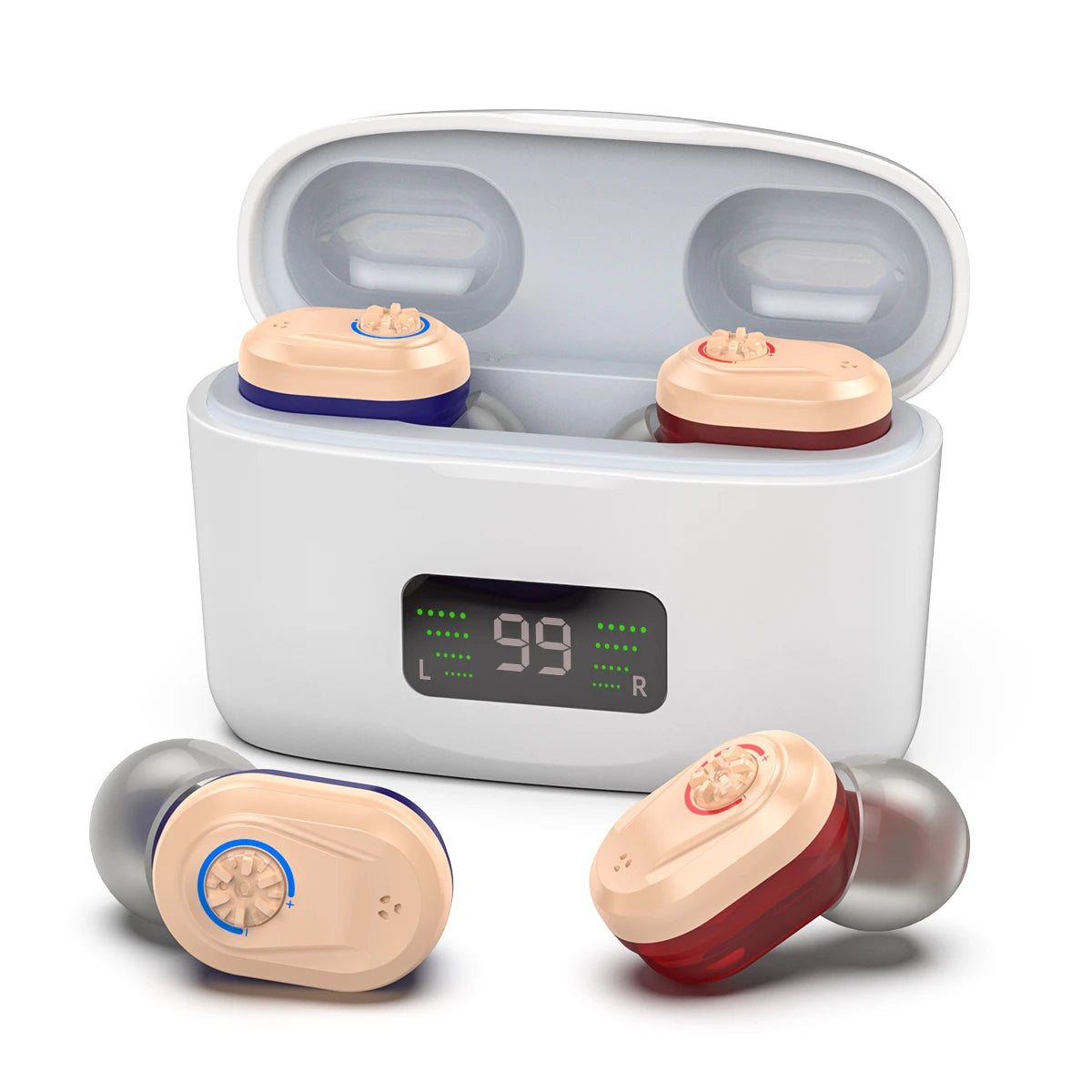 Wireless Mini Hearing Aid – HD Digital Noise-Cancelling Amplifier with Charging Box