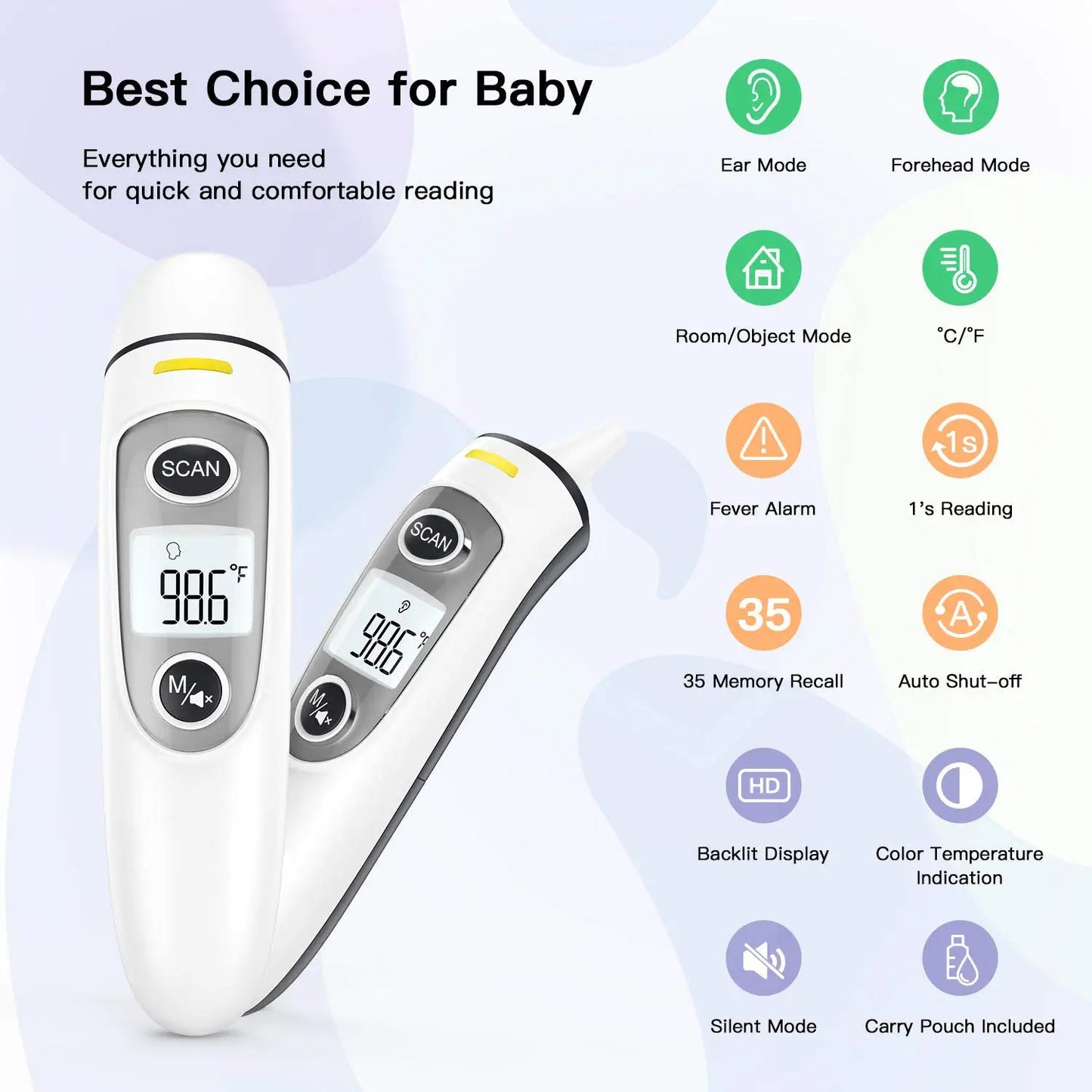 Kingclinic Digital Thermometer – Ear & Forehead 1s Reading for Adults & Kids