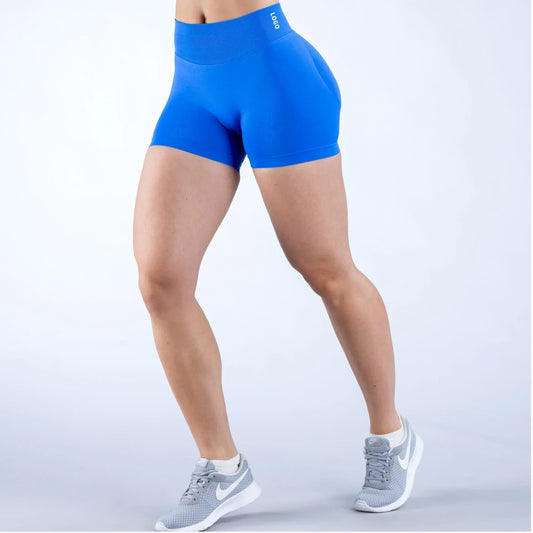 High-Waist Yoga Shorts – Solid Color Fitness & Running Leggings