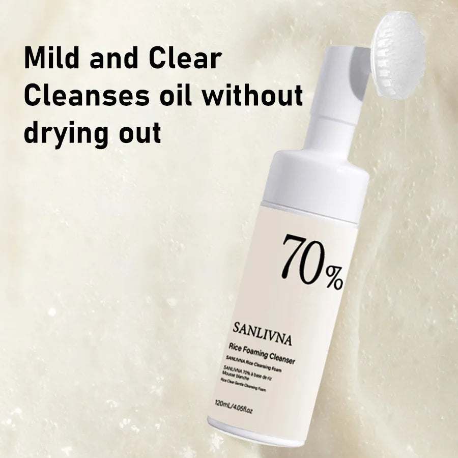 Rice Toner & Cleanser Set – 70% Rice Extract Serum with Niacinamide, Deep Cleansing Foam & Moisturizer for Dry Skin