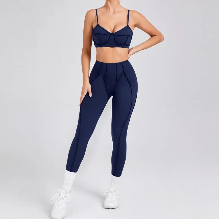 Women’s Seamless Yoga Set – High-Waist Leggings & Backless Sports Bra