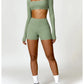 Women’s Quick-Dry Gym Top – Square Neck Long Sleeve Fitness Crop Top