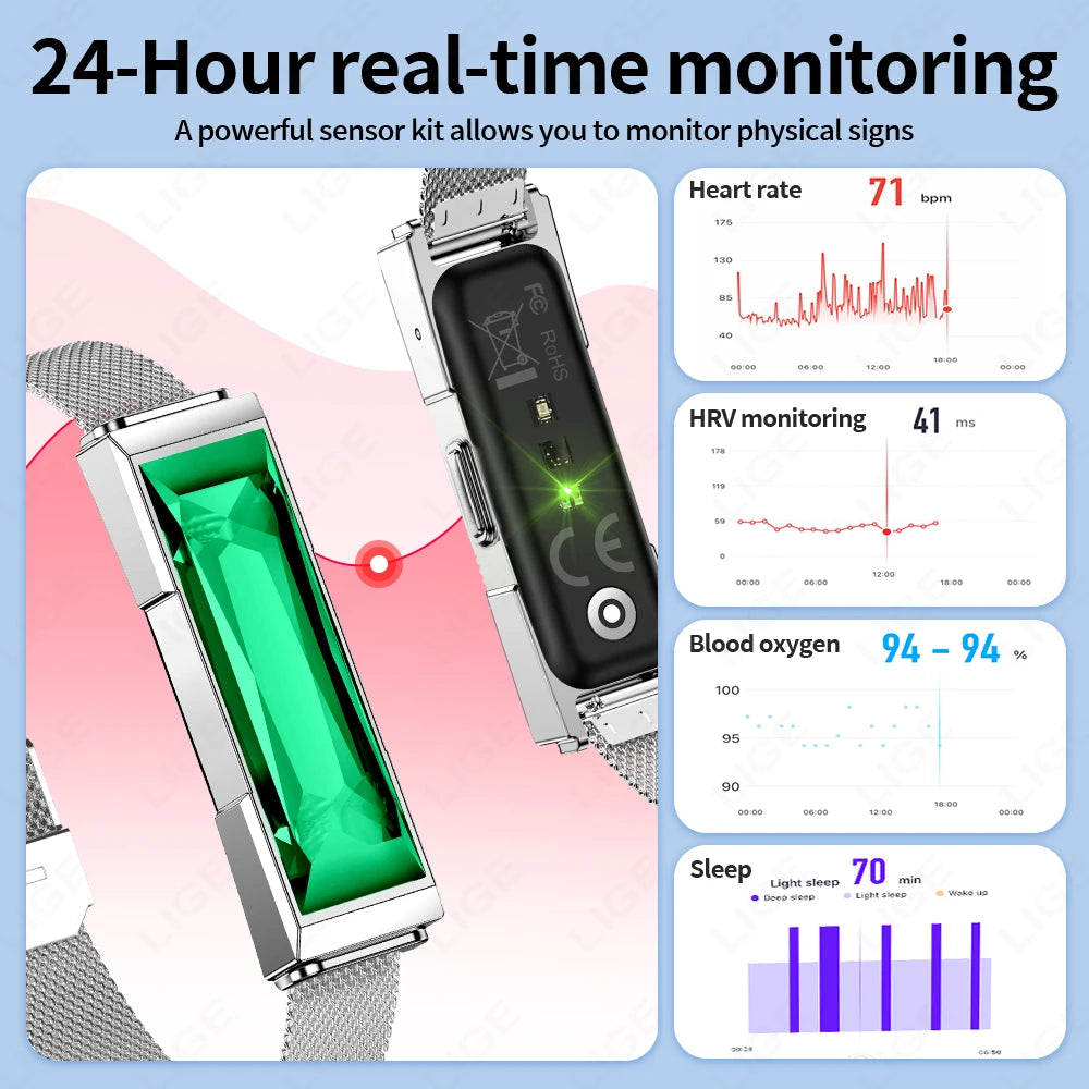 LIGE Smart Fitness Tracker – Heart Rate & SpO₂ Smart Bracelet