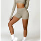 Women’s Quick-Dry Gym Top – Square Neck Long Sleeve Fitness Crop Top