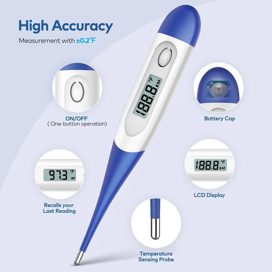 Digital Oral Thermometer – Fast 15s Reading for Adults & Fever Check