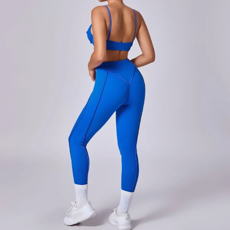 Women’s Seamless Yoga Set – High-Waist Leggings & Backless Sports Bra