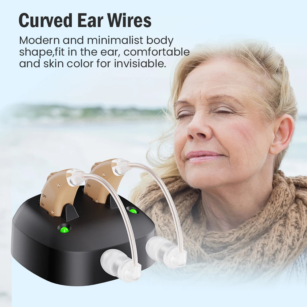 JINGHAO Rechargeable Hearing Aids – BTE Sound Amplifier for Clear Hearing