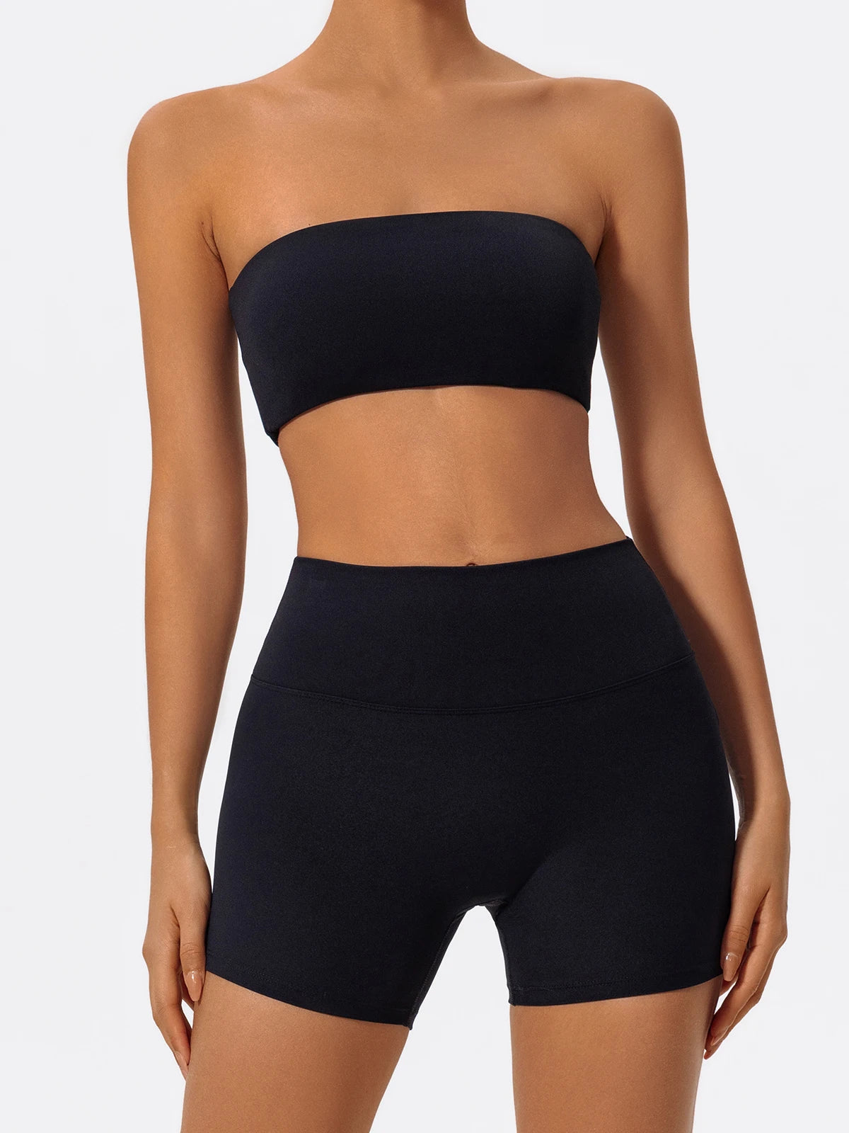 Ctenkevet Women’s Fitness Set – Strapless Sports Bra & Crop Top