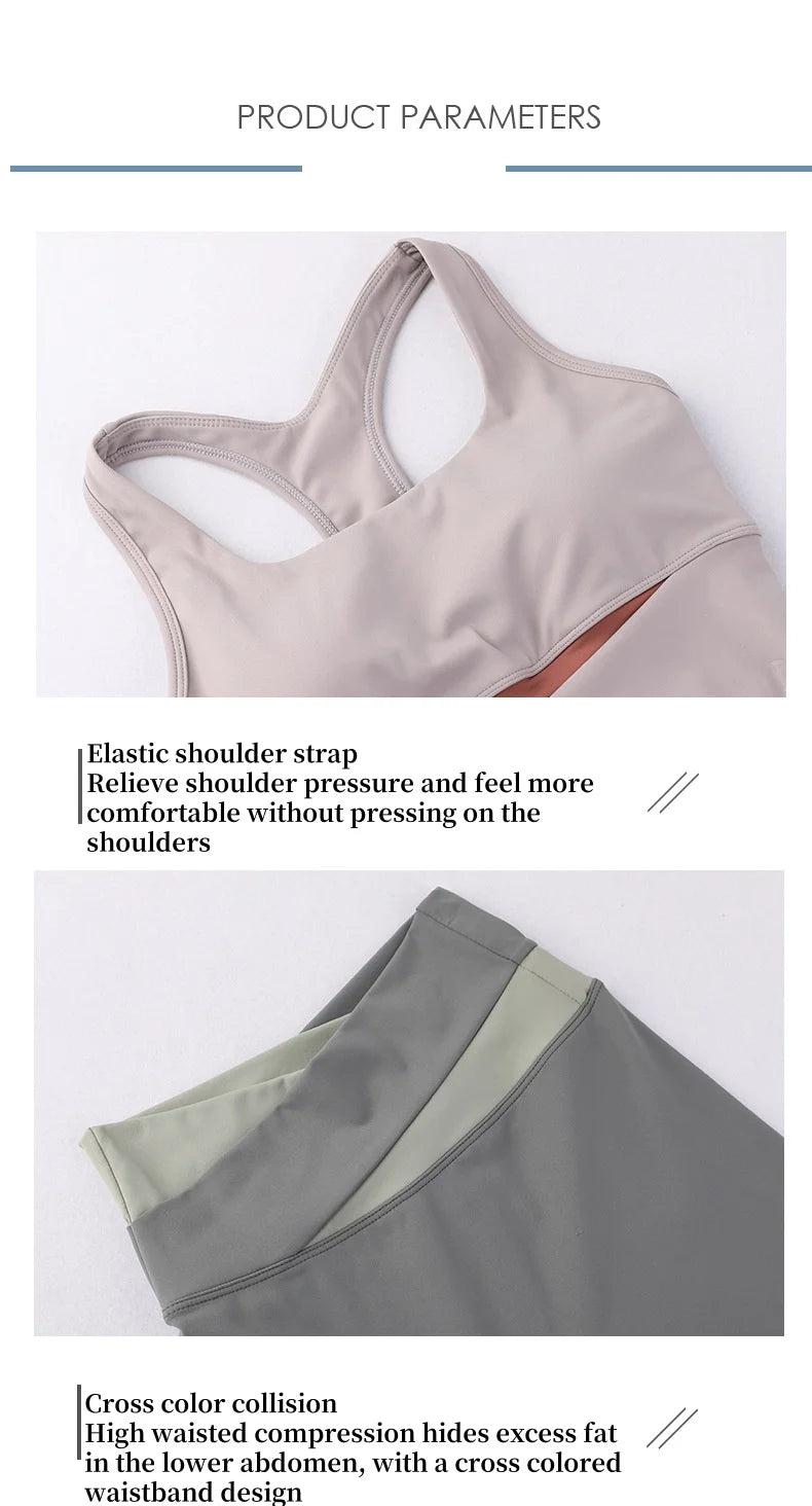 Women’s Two-Piece Yoga Set – Sports Bra and Leggings/Shorts Workout Outfit for Fitness and Gym