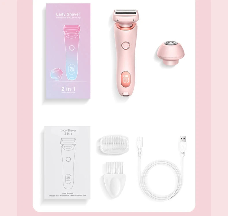 2-in-1 Electric Razor – Bikini Trimmer & Face Shaver for Women