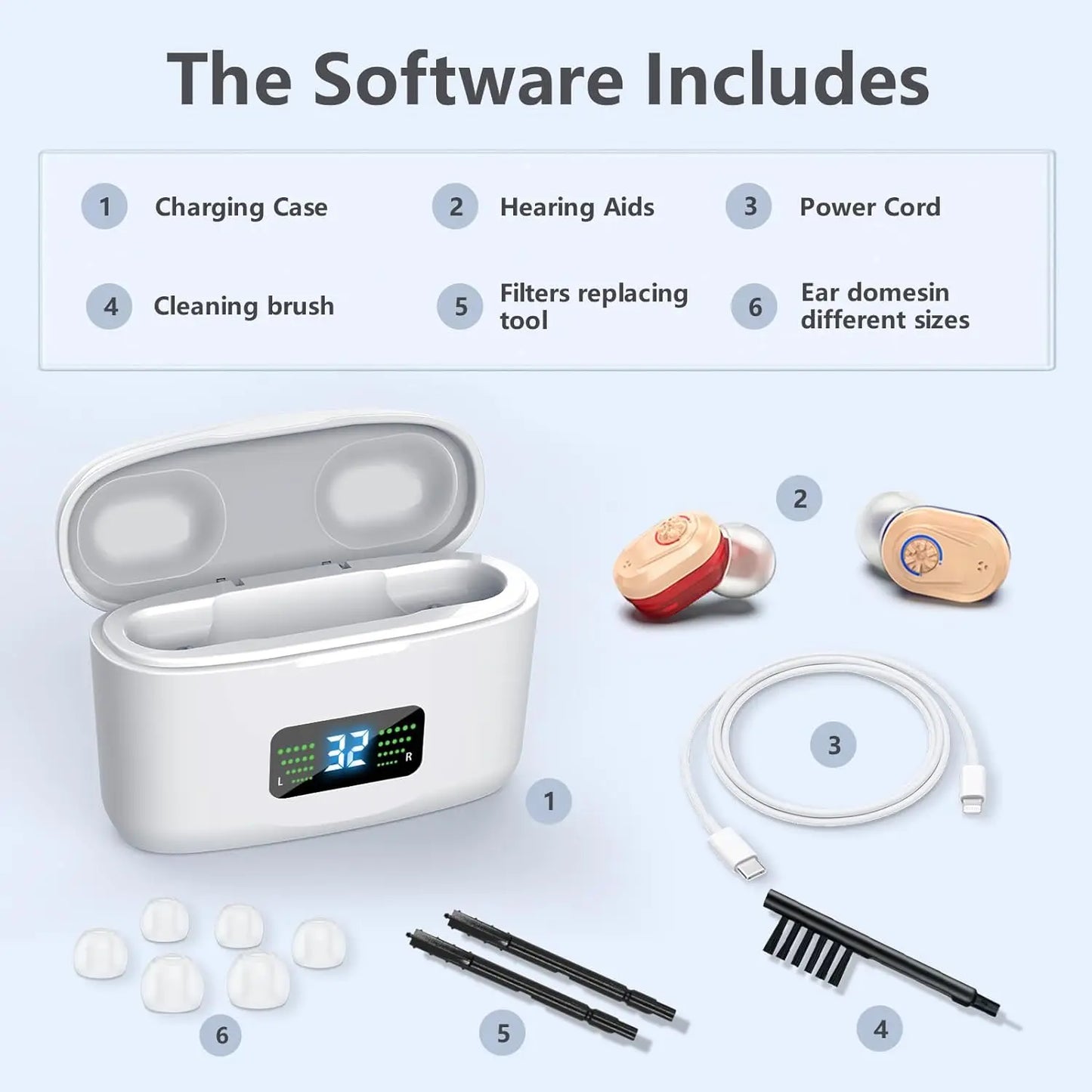 Wireless Mini Hearing Aid – HD Digital Noise-Cancelling Amplifier with Charging Box